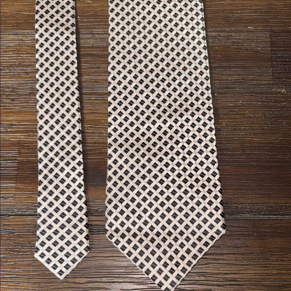 Pierre Balmain Black and White with Metallic silver Checkered Tie